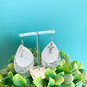 Silver Sequin Drop Earrings